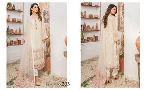 Derniers costumes Shalwar Kameez de haute qualité pour femmes Robe en mousseline de soie brodée de style indien pour les fêtes - Product Image 3