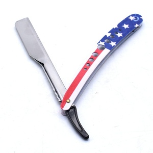 Hot Sale Barber <b>Straight</b> <b>Razor</b> Custom Flag Design Stainless Steel <b>Razor</b> Shaving <b>Razor</b> With Custom Logo Blade Changeable - Product Image 2
