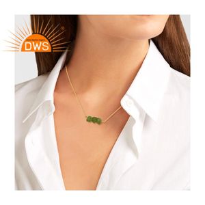 Collar de piedras preciosas de peridoto múltiple, hecho a mano, fabricante de Collar de plata 925, chapado en oro de 18k, proveedor de joyería - Product Image 3