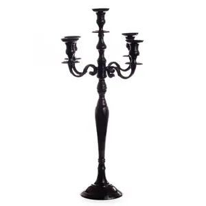 Latest Modern 5-Arm <b>Black</b> Powder Coated Aluminium <b>Candelabra</b> Customized Size Design Party Wedding Decoration Wholesale Available - Product Image 1