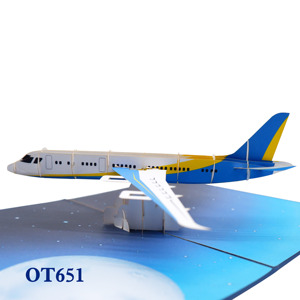 Viet -Craft Airplane Pop up Card Wholesale Handicraft Best Seller Papercraft Kirigami Birthday Gift Card - Product Image 3