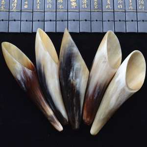 Corne décorative en forme de saucière, 1 pièce, tenue de table intérieur, corne de taureau monté, style marbré, Antique, offre spéciale - Product Image 3