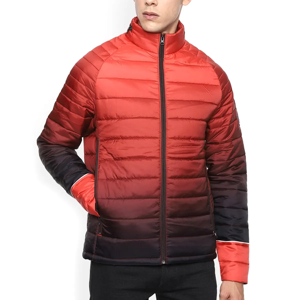 남성 자켓 겨울 패션 세련된 사용자 정의 디자인 후드 ed 블랙 컬러 차단 호흡기 버블 코트 남성 자켓