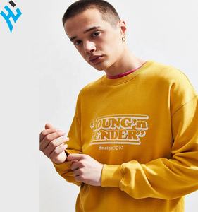 2025 vente chaude mode Style impression personnalisée Logo chute épaule ras du cou sweat hommes surdimensionné jaune sweat - Product Image 2