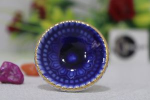 Bouton en céramique bleu fait à la main forme circulaire pour cuisine chambre meubles commode traditionnellement Sambhal salon décoration - Product Image 2