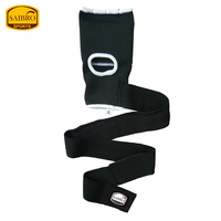 Bandages de boxe en gel antichoc noirs professionnels pour MMA, kickboxing, boxe, avec logo personnalisé, accessoire d'entraînement Muay Thai