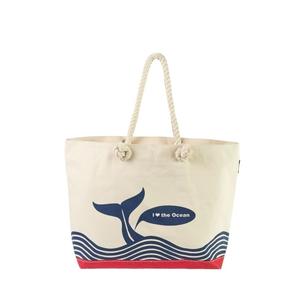 Sacs fourre-tout réutilisables en toile avec impression mer Deux logo personnalisables Sac à provisions écologique Fermeture à glissière Lettre sérigraphiée - Product Image 1