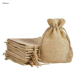 Custom <b>Plain</b> Jute Bag Small Drawstring Bag for Tea Nut Seeds Packaging Pouch Bags - Product Image 1