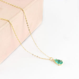 Collar de aleación chapado en oro con forma de pera y cuarzo, cadena colgante ajustable con ajuste de clavija, 2021 - Product Image 3