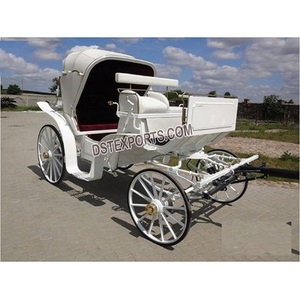 Carruaje de Caballos Blanco Vintage en Venta, Coche de Caballos de Madera Blanca Estilo Victoriano, Carruaje de Caballos Blanco Vintage de EE. UU. - Product Image 1