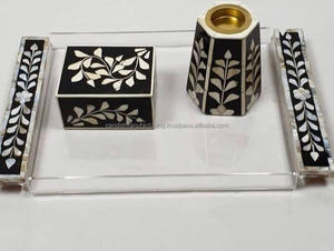 Bandeja acrílica para servir Diseño de lujo de bandeja acrílica con bandeja de nácar con plato árabe o platos de posavasos - Product Image 6