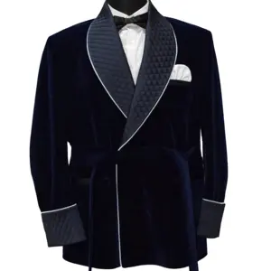 2023 thanh lịch sang trọng Blazers cho nam giới thiết kế nhung hút thuốc chần Áo khoác bông Varsity áo khoác thường xuyên người đàn ông quần áo bán buôn