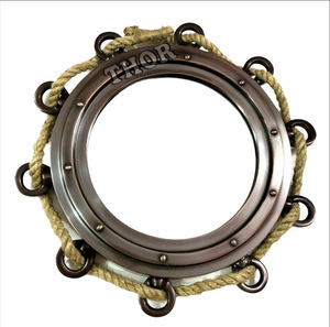 Antiguo náutico yute cuerda ojo de buey espejo hermoso redondo tocador colgante de pared decoración de baño pulido en uso doméstico - Product Image 4