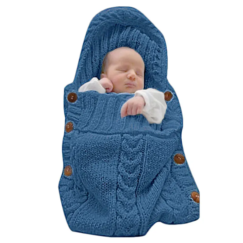 Toptan çocuk yün örgü kundak çocuklar uyku tulumu arabası Wrap uyku çuvalları yenidoğan bebek şal kundak battaniye