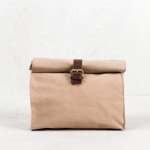 Custom Logo Eco-Friendly Heavy Cotton <b>Canvas</b> Lunch <b>Box</b> Travel Cosmetic Bag with Letter Pattern and Buckle Closure - Product Image 2