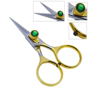 Stainless Steel Surgical Fishing <b>Tool</b> Fly Tying Scissor Gold Ring and Green Stone Kitchen <b>Shear</b> Chef Supercuts Scissor CE ISO - Product Image 1