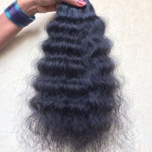 Extensiones de cabello Remy virgen indio negro Natural de 20 pulgadas, onda recta sin procesar, materia prima súper doblemente dibujada - Product Image 1