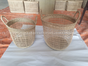 Cestas de almacenamiento de algas marinas redondas grandes hechas a mano de Vietnam, cesta de lavandería de tela de mimbre para almacenamiento, organización del hogar, maceta hecha a mano - Product Image 5