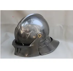 Итальянский шлем Sallet с золотым цветком сбоку, трехслойный сзади средневековый шлем от компании Tmoha Corporation
