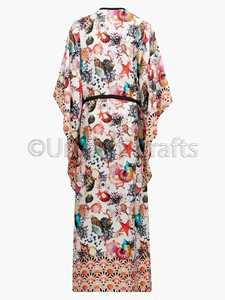 Caftan en soie, tenue ample, confortable, impression numérique africaine, col en v, vêtement d'embellissement, pour travail, offre spéciale, - Product Image 5