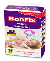 Pañales de tela hipoalergénicos BONFIX OEM personalizados, talla 5, con estampado, de tela no tejida, con protección contra fugas y superficie seca, venta al por mayor para bebés
