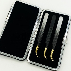 Pince à épiler noire et dorée pour extensions de cils, pince courbée pour isolation des cils - Product Image 6