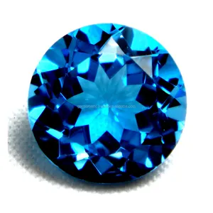 Swiss Blue Topaz Round Faceted Cut Calibrated Size Topaz Loose Gemstone Wholesale Supplier Indian Natural Topaz Gemstone
