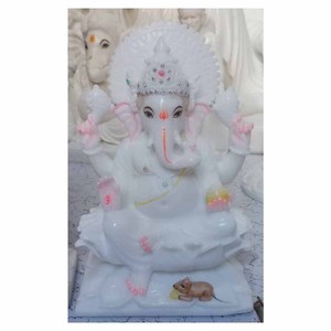 Estatua de Ganesha de mármol hecha a mano - Product Image 1