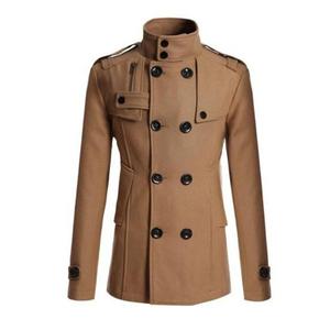 Manteau d'hiver pour homme de qualité supérieure, couleur unie, col Tron, en cuir véritable respirant, double boutonnage, sur mesure - Product Image 4