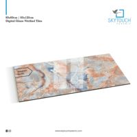 Carrelage en porcelaine aspect marbre, double couleur, motif de bordure imprimé, carrelage en porcelaine coloré, marbre brillant