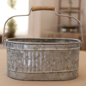 Antique Galvanisé Ustensile Titulaire Caddy - Product Image 1