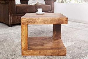 Mesa de centro cuadrada de madera maciza hecha a mano para sala de estar, centro de mesa, pasillo, para el hogar Decoración elegante, mesa de acento - Product Image 2