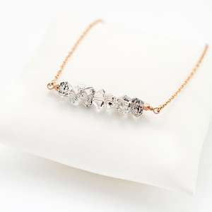 Cadena de Eslabones de Plata de Ley 92.5 Chapada en Oro de 16 Pulgadas con Diamante Herkimer, Piedra Preciosa Natural en Bruto, Joyería de Boda, Regalo - Product Image 6