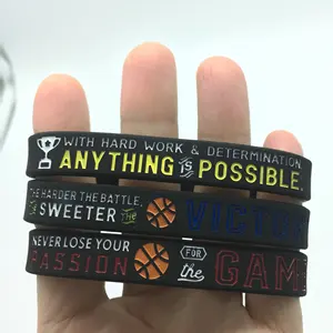 Power of Faith Silicone Wristbands with Motivational Sayings - Inspirational Basketball Rubber Bracelets