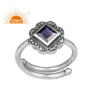 Bague en pierre précieuse Iolite naturelle, argent sterling 925, nouvelle collection de fabrication de bijoux au Design ethnique - Product Image 1