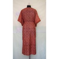 Robe longue d'été vintage pour femme, coupe ample, sans manches, grande taille, taille naturelle, imprimé floral, en soie, style caftan, à volants, pour la plage et les vacances