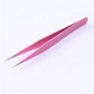 Pinzas de extensión de pestañas de acero inoxidable, color rosa, oro y rosa, herramientas para maquillaje, punta recta, logotipo personalizado - Product Image 1