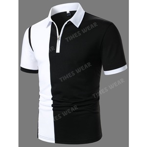 Camiseta ajustada de manga corta para hombre, Polo de alta calidad con cremallera de dos tonos - Product Image 4