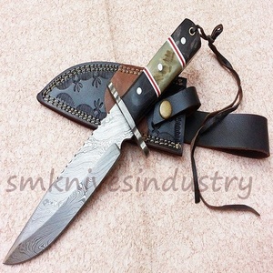 Damascus Steel HandMade Out door knife with leather sheath (Smk1545) - Product Image 2