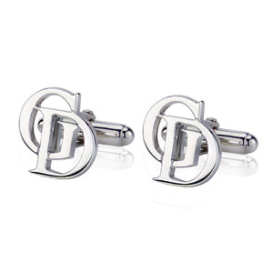 Boutons de manchette personnalisés en argent plaqué avec lettres de l'alphabet, double initiale - Product Image 1