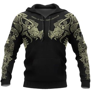 Sudadera de moda Harajuku para hombre y mujer, ropa informal con 3D tatuaje, Viking - Product Image 3