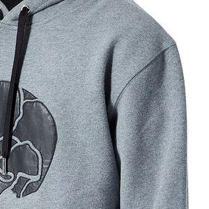 Sudadera con capucha OEM Premium con estampado de calavera negra para hombre, de algodón puro, informal, para niño, según los requisitos del cliente. - Product Image 4