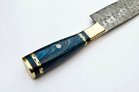 Professioneel koksmes SCK-132 SIZZCO Damascus staal scherp lemmet op maat gemaakt hoge kwaliteit hardhouten handvat messing clip