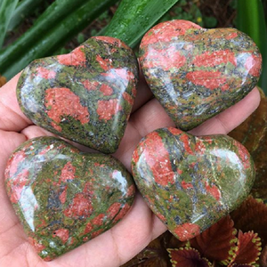 Pierres naturelles Unakite en forme de cœur, cristaux de guérison bouffants, meilleure qualité, vente en gros - Product Image 5
