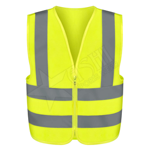 Gilet de sécurité haute visibilité personnalisable veste de travail en polyester respirant poches zippées rayures réfléchissantes maille haute visibilité - Product Image 2