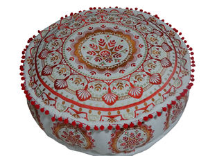 Malani Impex Inc 2023 verano estilo moderno redondo Mandala otomano PUF pompón tela diseñador de interiores decoración del hogar por fabricante - Product Image 3