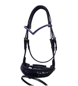 Brida Anatómica de Cuero y Cristal Hecha a Mano, Elegante, Suave y Ajustable, para Exhibición, Entrenamiento y Actuación Ecuestre - Product Image 1