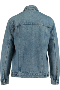 Veste en jean tricotée respirante grande taille pour femme avec broderie et fermeture à bouton unique - Product Image 3