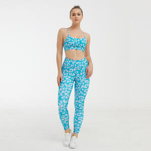 Femmes grande taille écologique Yoga sport soutiens-gorge respirant imprimé léopard mince hanche pantalon léger réversible imperméable UV - Product Image 5