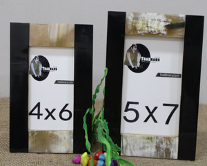 Handmade <b>Set</b> of Two Natural Buffalo Horn Resin <b>Photo</b> <b>Frames</b> Rectangular Traditional Design for Home or Office Decoration - Product Image 1
